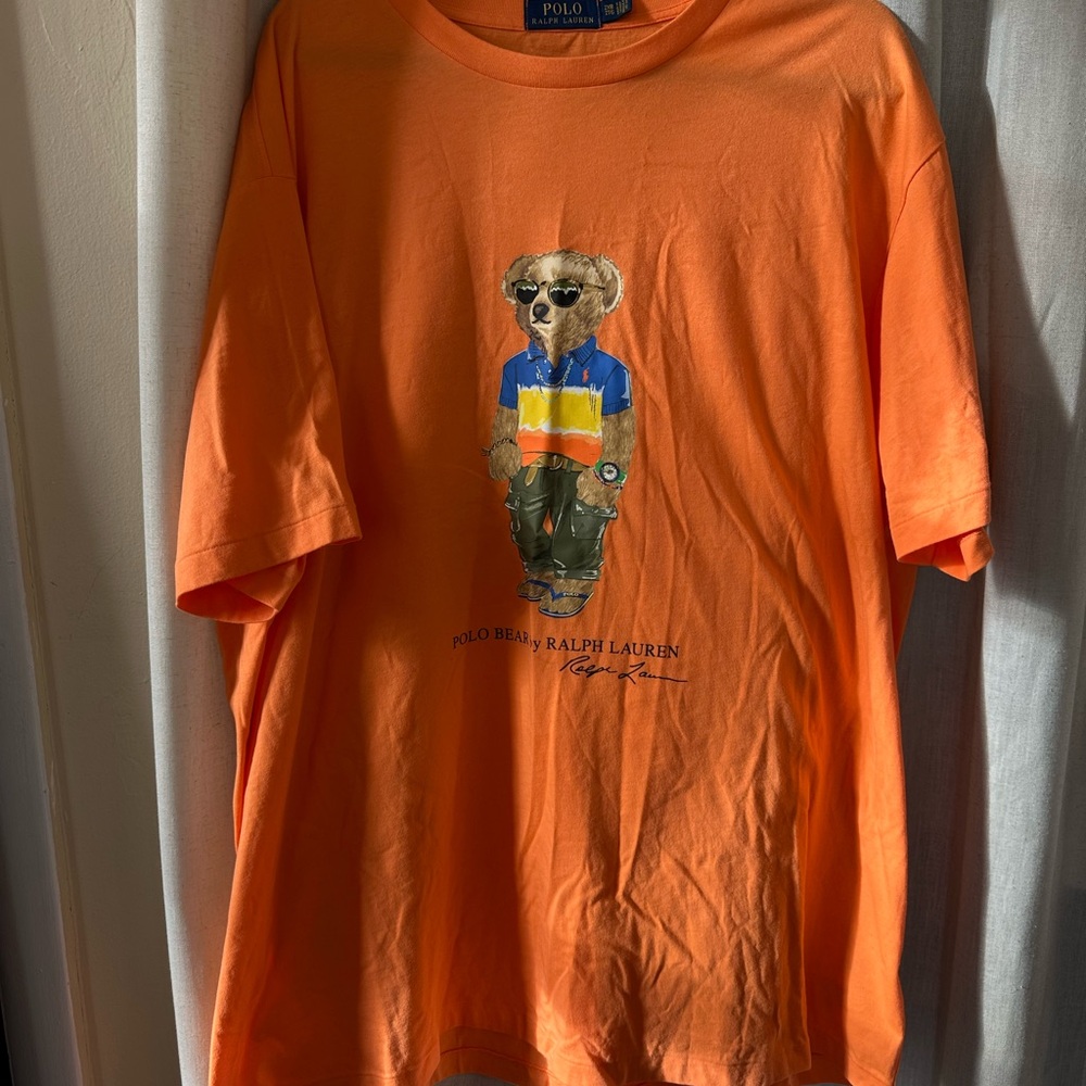 Ralph Lauren Orange T-Shirt with Bear Graphic